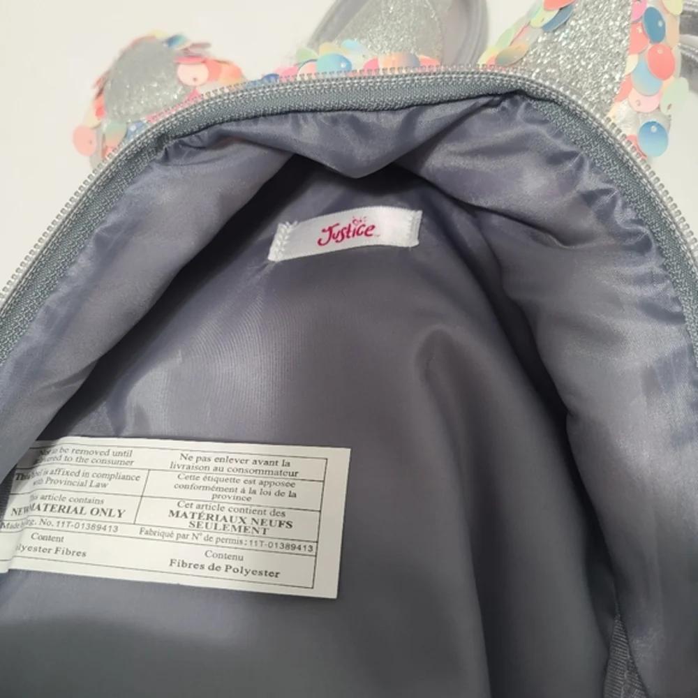 Justice Little girls unicorn‎ backpack purse (small) with initial L